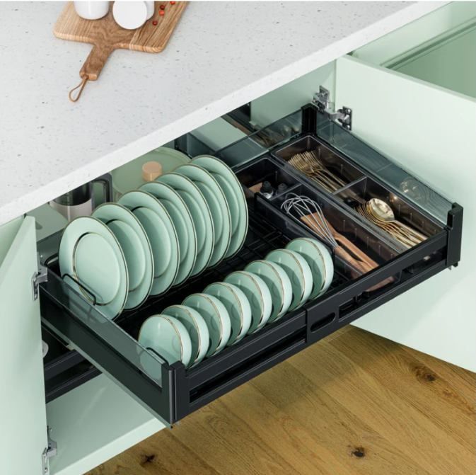 Four Side Dish Basket With Undermount Soft Closing Slide