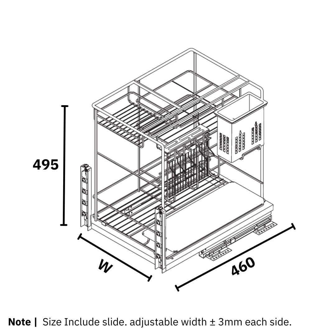 Multifunction Basket with Undermount Soft Closing Slide