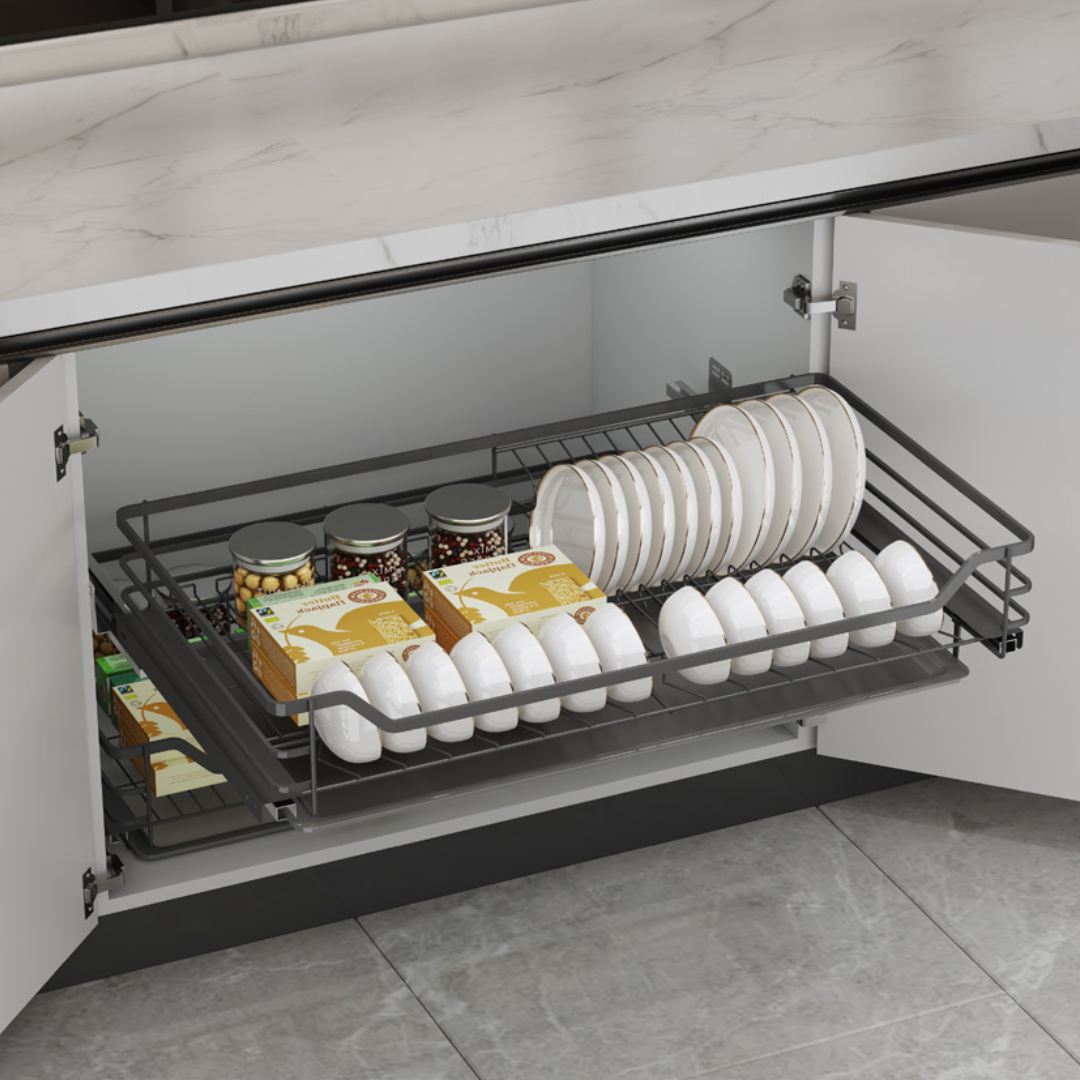Four Side Dish Basket with Undermount Soft Closing Slide
