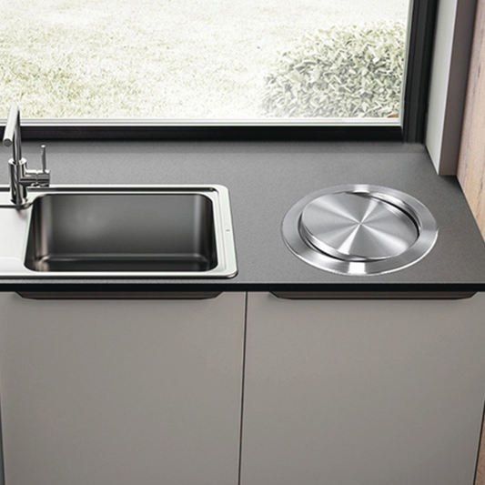 Flat Lid Round Waste Bin Cover SUS 304 (Kitchen Utilities)