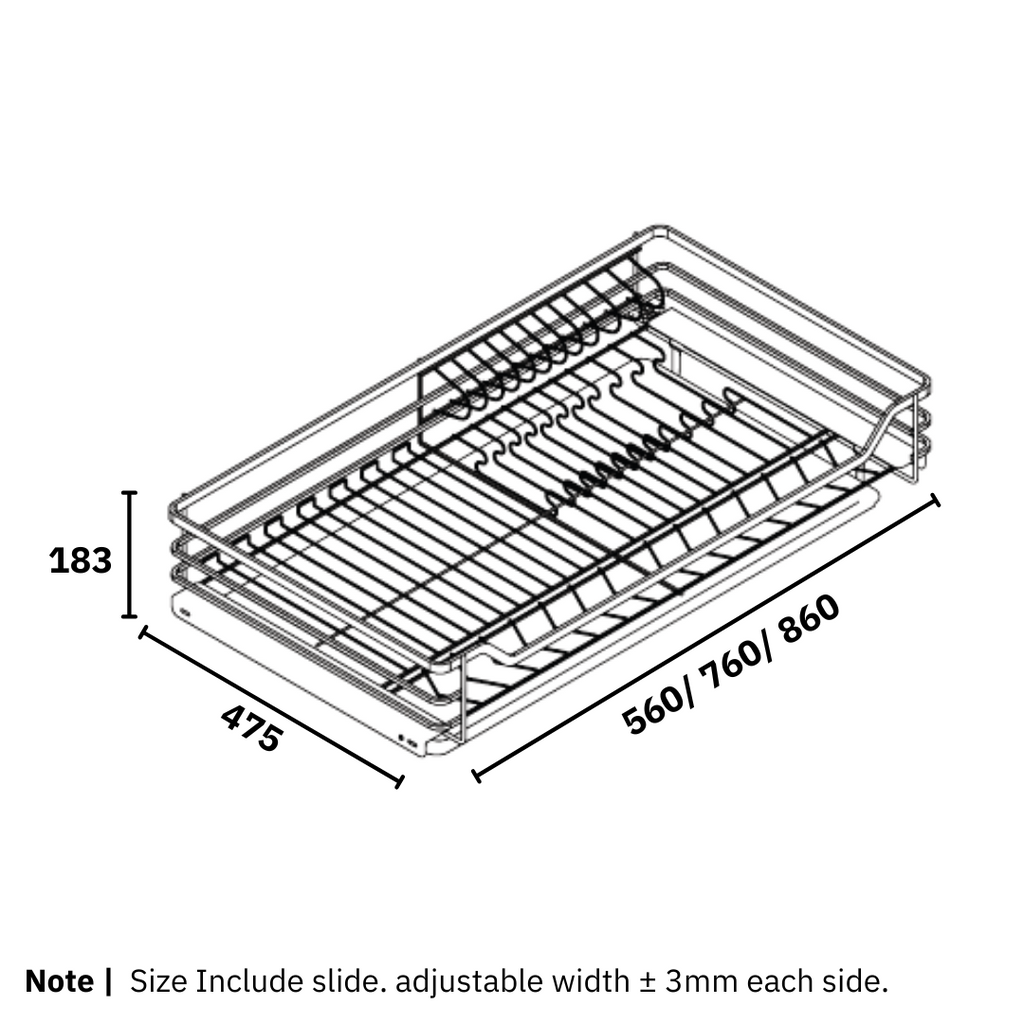 Four Side Dish Basket with Undermount Soft Closing Slide