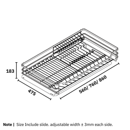 Four Side Dish Basket with Undermount Soft Closing Slide