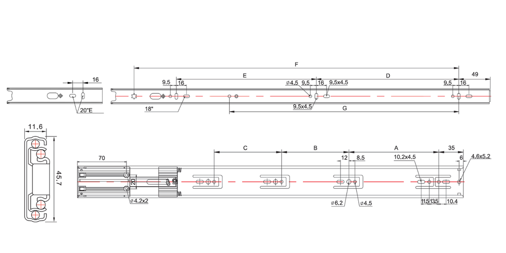 3640 Full Extension Soft Closing Drawer Slide