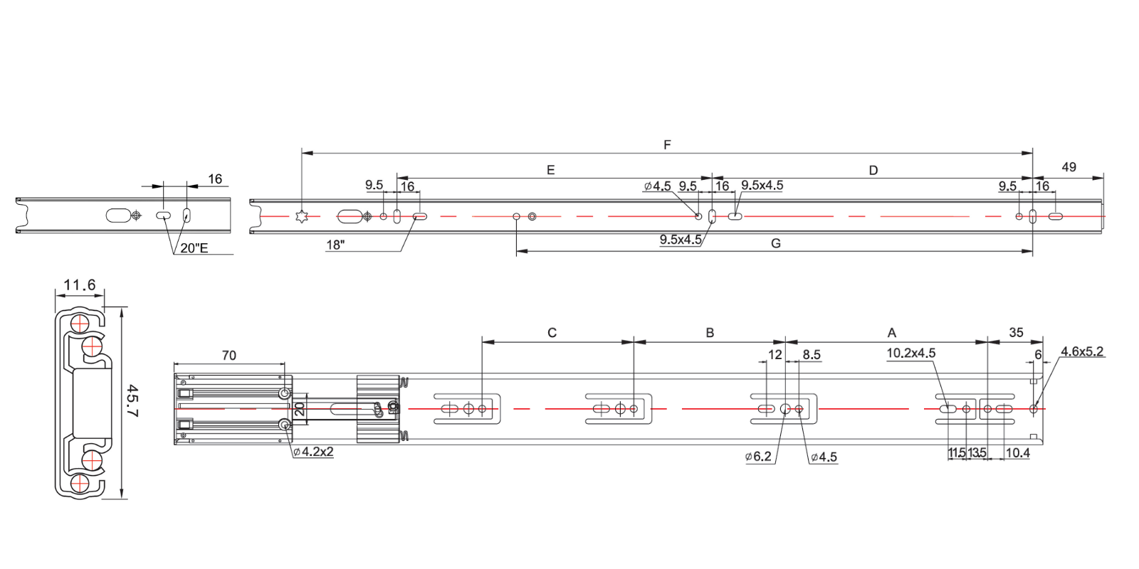 3640 Full Extension Soft Closing Drawer Slide