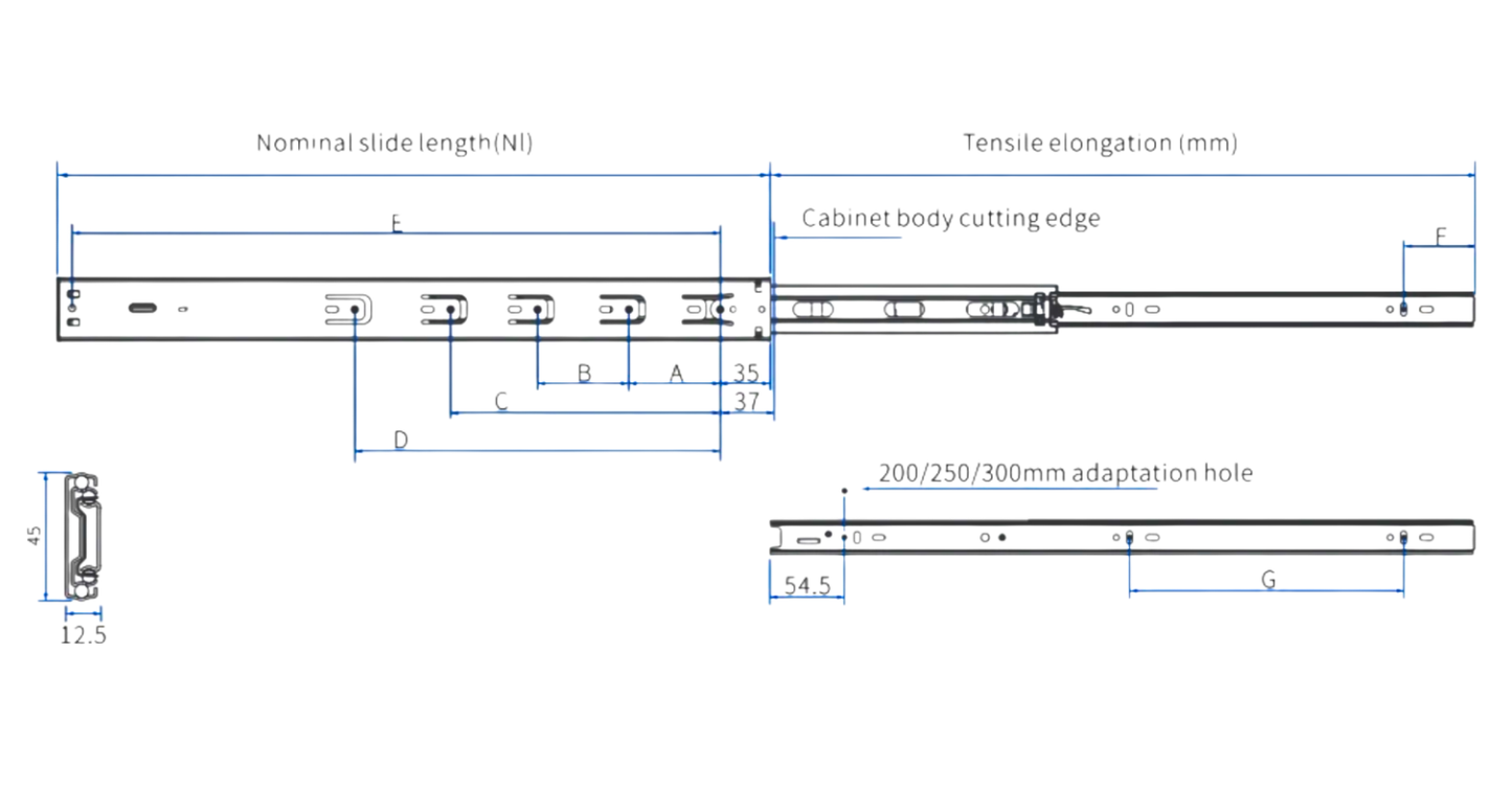 3641 Full Extension with Soft-Closing Drawer Slide - Double Spring (Eco)