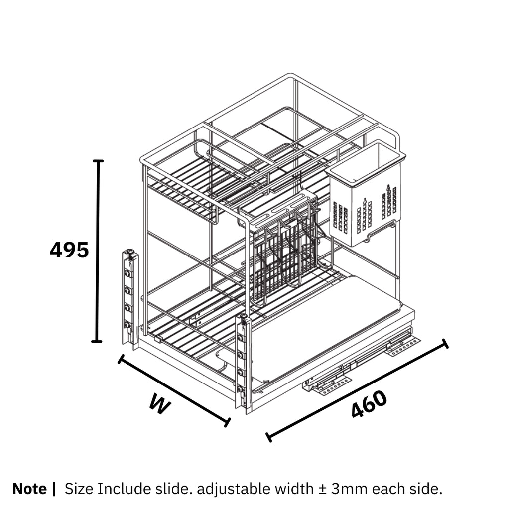 Multifunction Basket with Undermount Soft Closing Slide