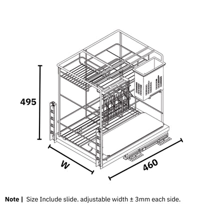 Multifunction Basket with Undermount Soft Closing Slide