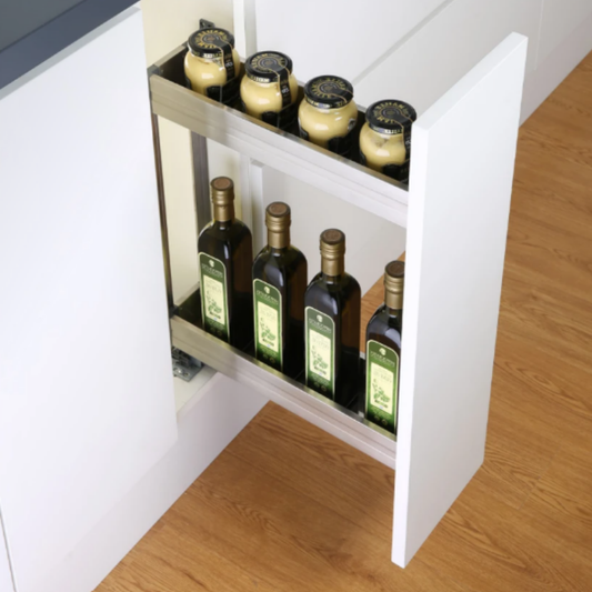 150MM 2-Tier Multifunction Pull Out Basket (Luxury Stainless Steel)