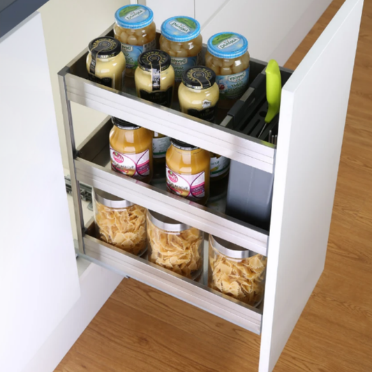 250MM 3-Tier Multi-Function Pull Out Basket (Luxury Stainless Steel)