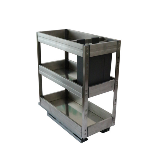 250MM 3-Tier Multi-Function Pull Out Basket (Luxury Stainless Steel)
