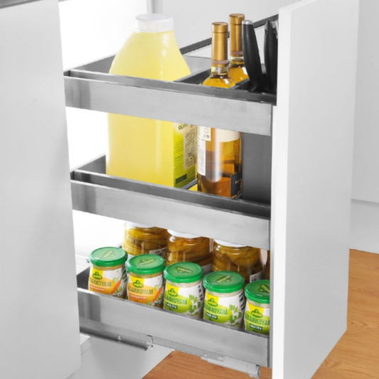 300MM 3-Tier Multi-Function Pull-Out Basket (Luxury Stainless Steel)