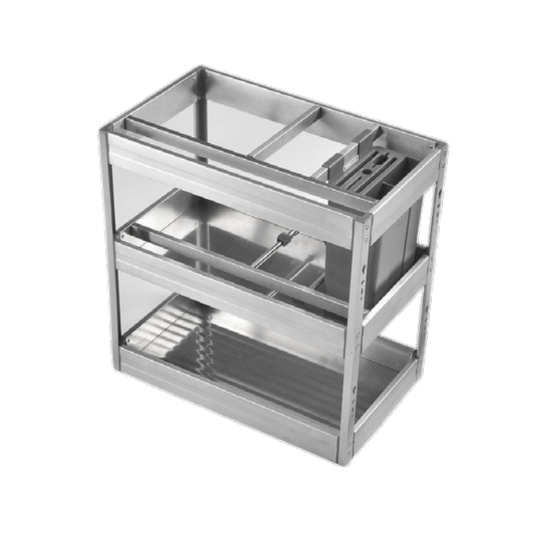 300MM 3-Tier Multi-Function Pull-Out Basket (Luxury Stainless Steel)