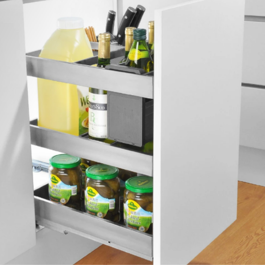 350MM 3-Tier Multi Function Pull Out Basket (Luxury Stainless Steel)
