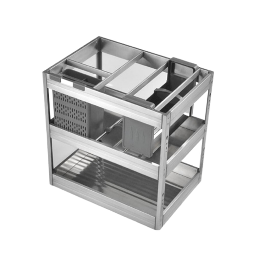 350MM 3-Tier Multi Function Pull Out Basket (Luxury Stainless Steel)