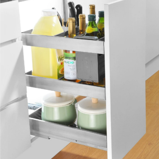 400MM 3-Tier Multi-Function Pull-Out Basket (Luxury Stainless Steel)