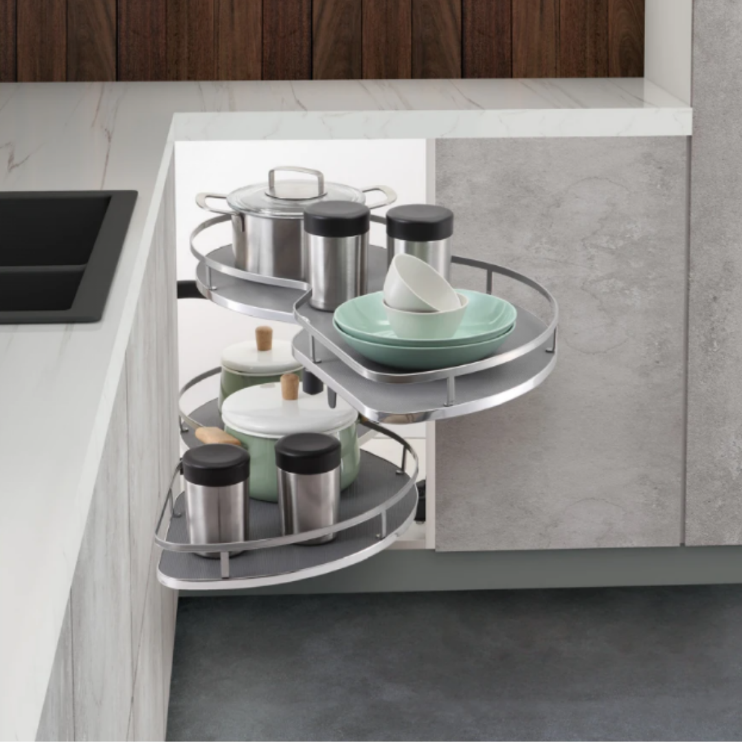 UFO Corner Basket with Soft-Closing Slide (Chrome)