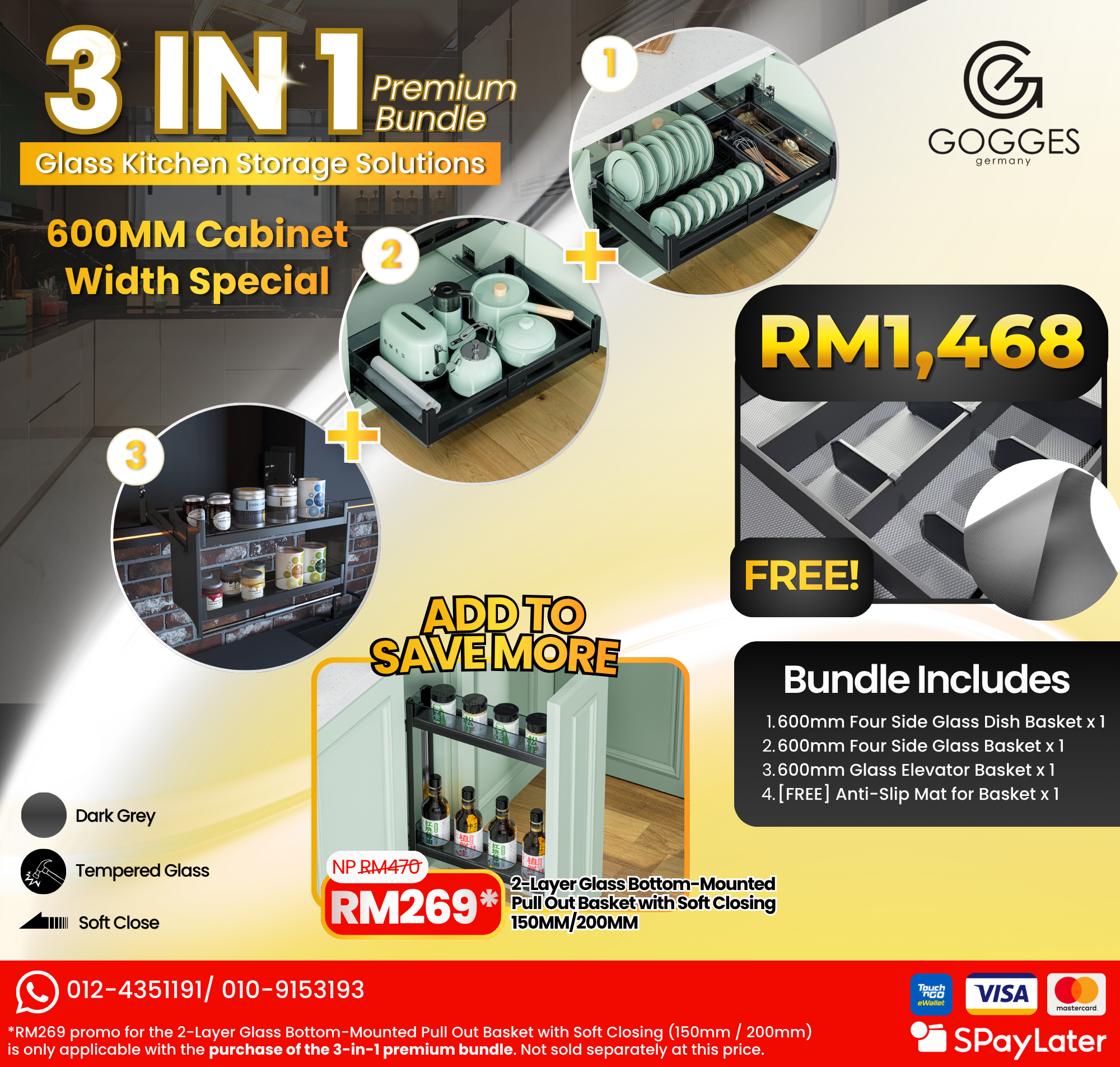 3 in 1 Premium Bundle - Glass Kitchen Storage