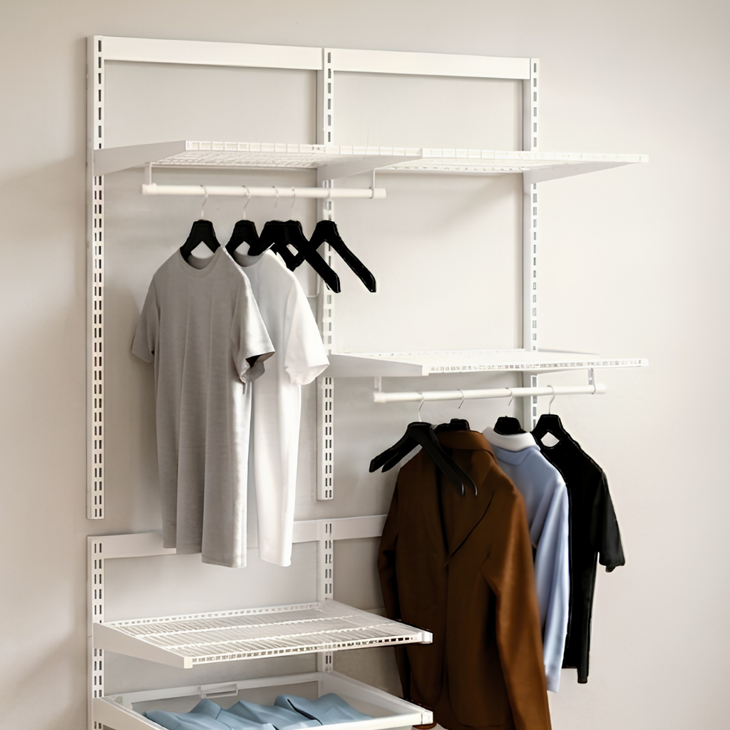DIY Metal Wardrobe D2 - White W120 x D60 x (H200-280)