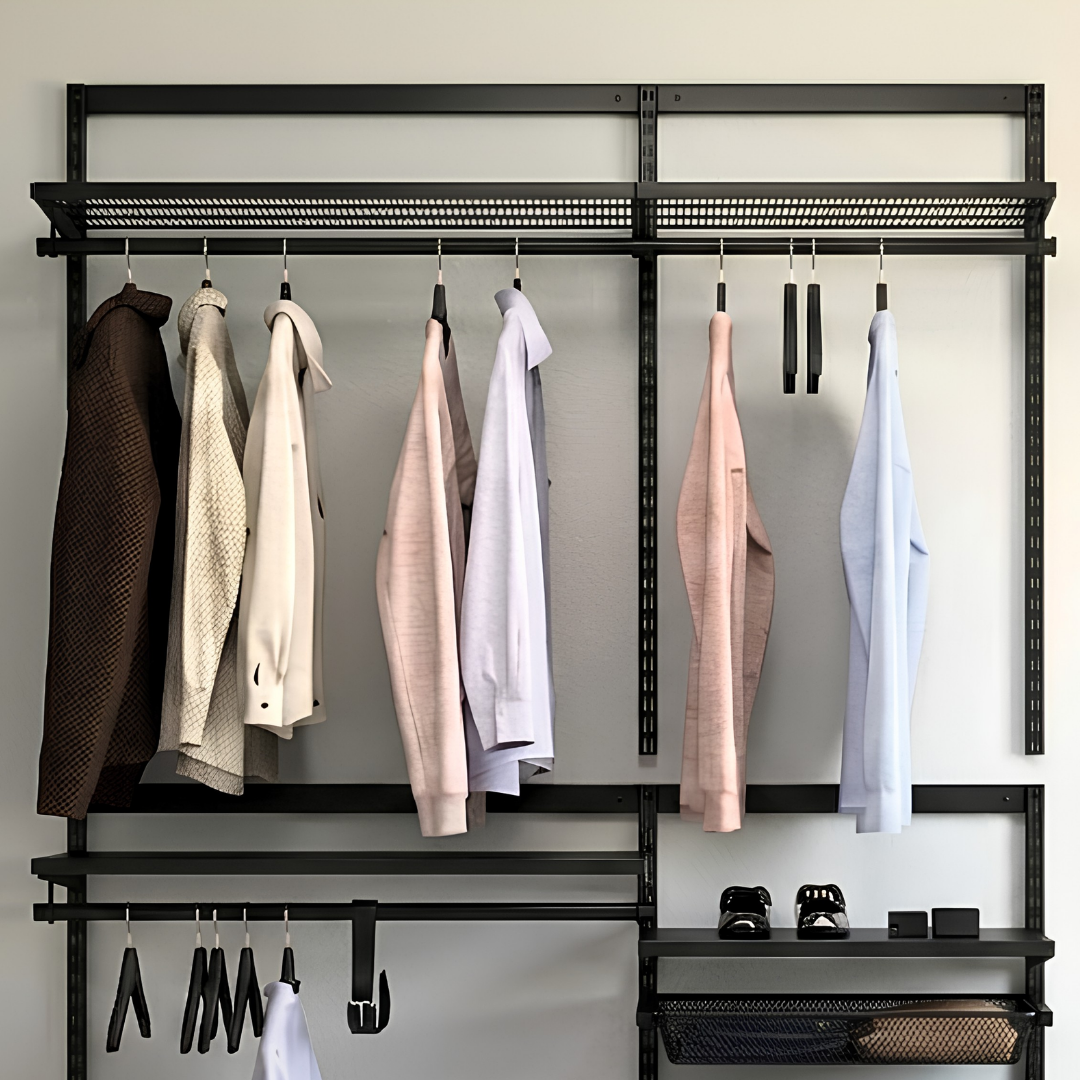 DIY Metal Wardrobe D1 - Black W150 x D60 x (H200-280)