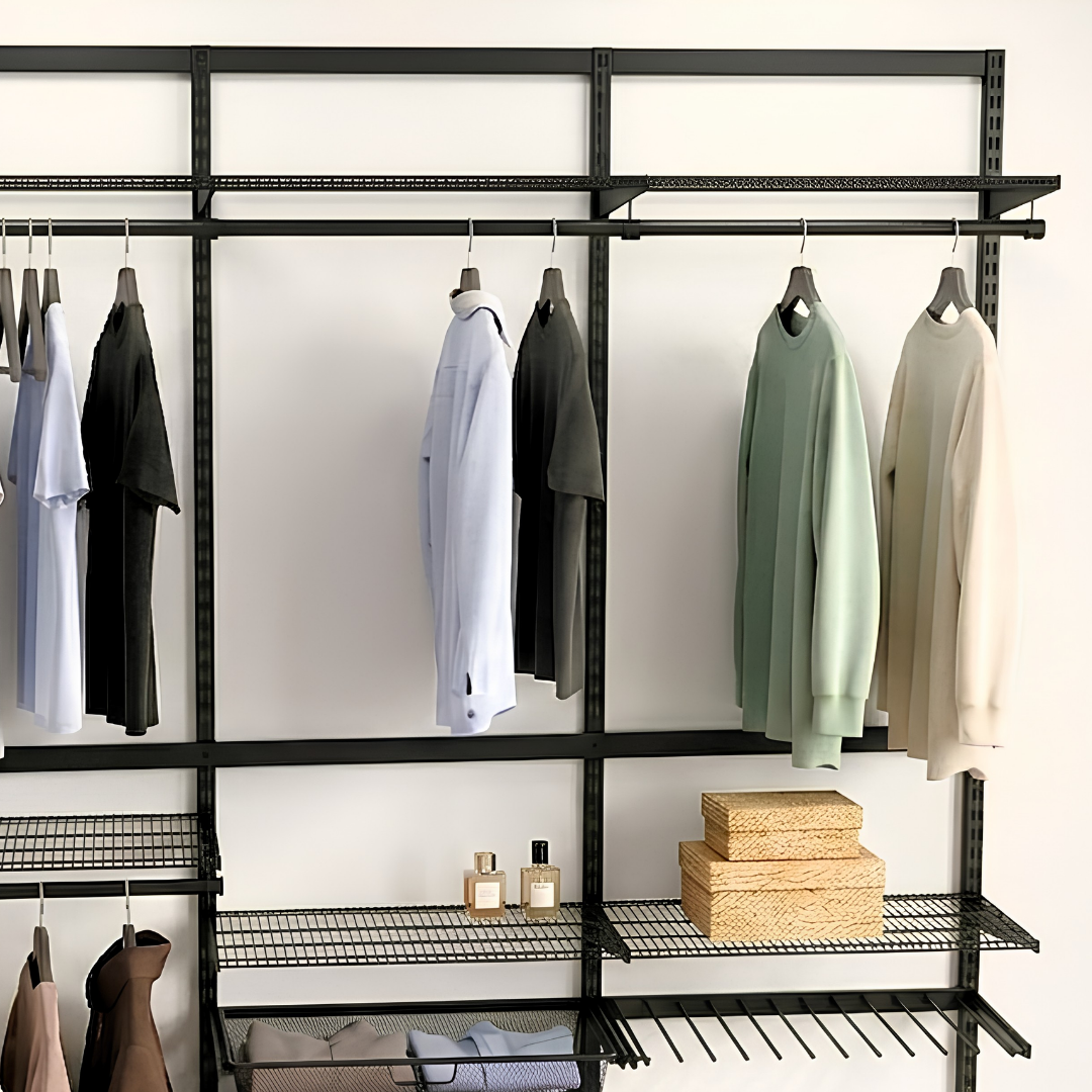 DIY Metal Wardrobe D1 - Black W180 x D60 x (H200-280)