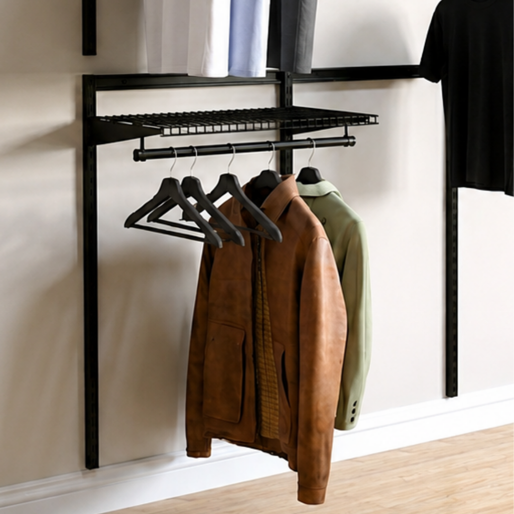 DIY Metal Wardrobe D1 - Black W120 x D60 x (H200-280)
