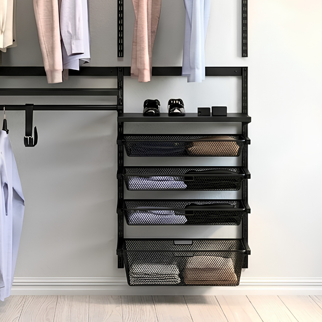 DIY Metal Wardrobe D1 - Black W150 x D60 x (H200-280)