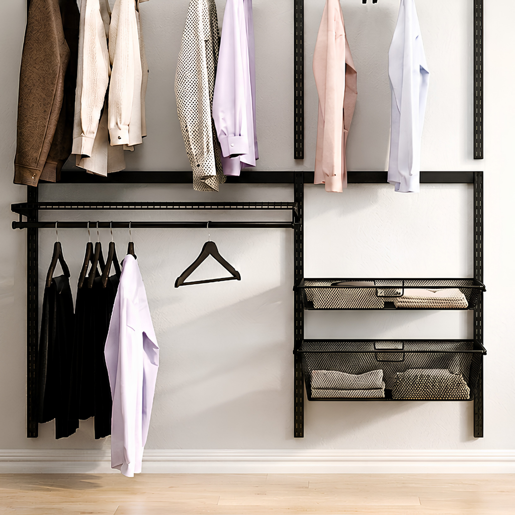 DIY Metal Wardrobe D1 - Black W160 x D60 x (H200-280)