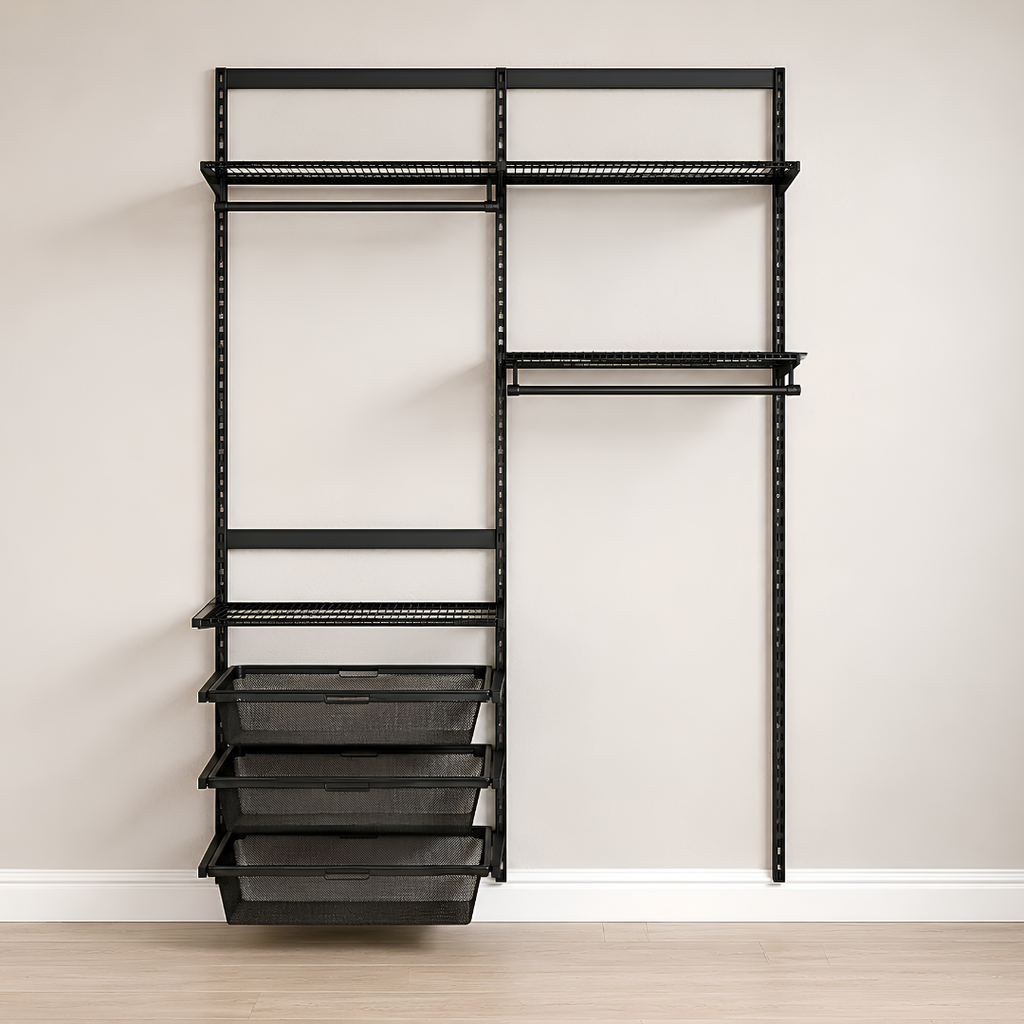 DIY Metal Wardrobe D2 - Black W120 x D60 x (H200-280)