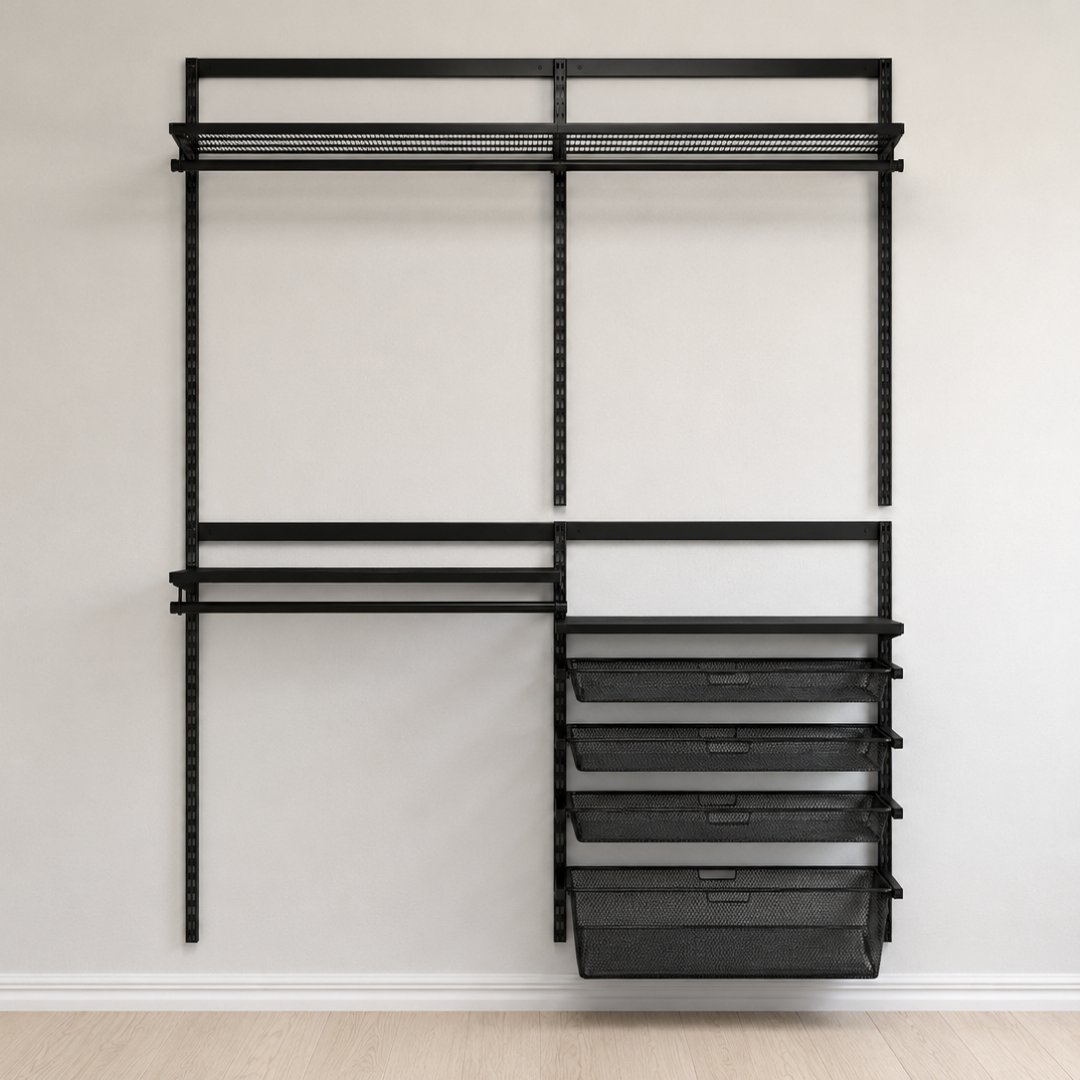DIY Metal Wardrobe D1 - Black W150 x D60 x (H200-280)