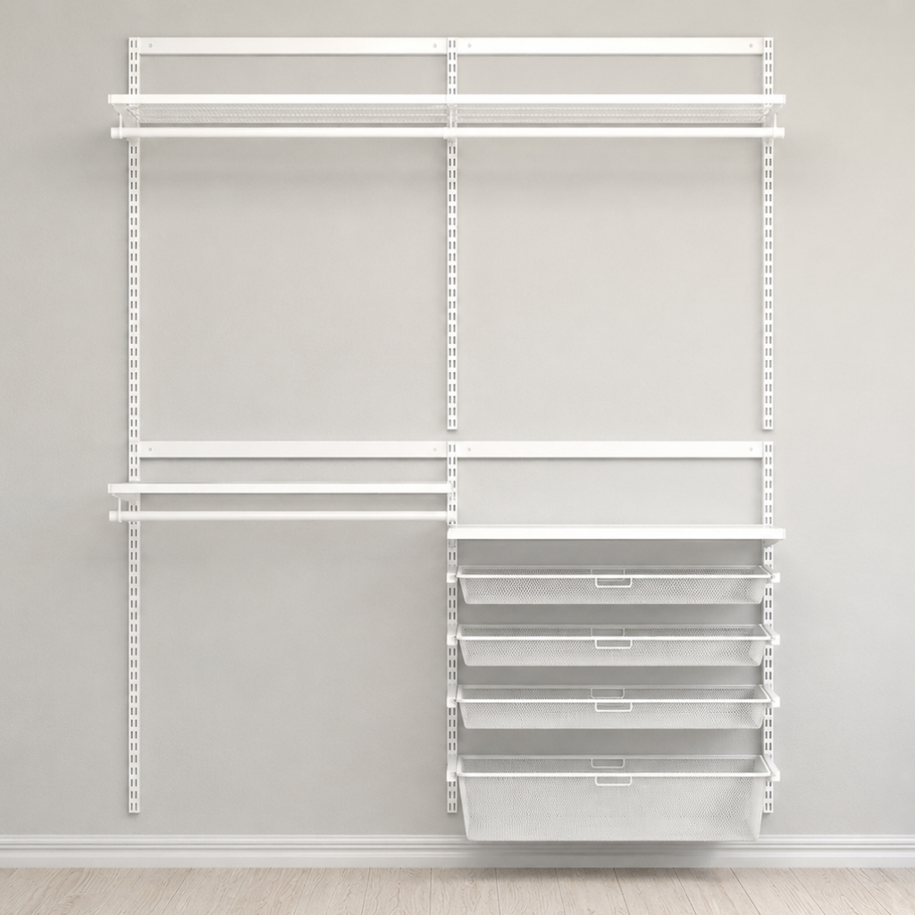 DIY Metal Wardrobe D1 - White W150 x D60 x (H200-280)
