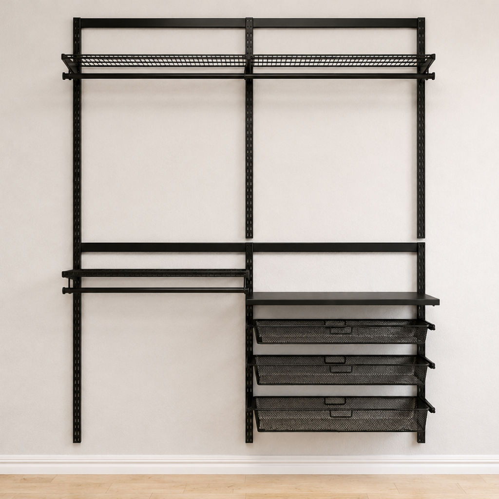 DIY Metal Wardrobe D1 - Black W160 x D60 x (H200-280)