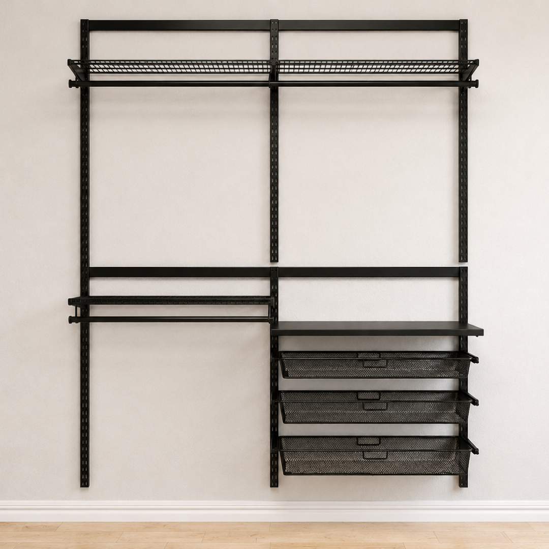 DIY Metal Wardrobe D1 - Black W160 x D60 x (H200-280)