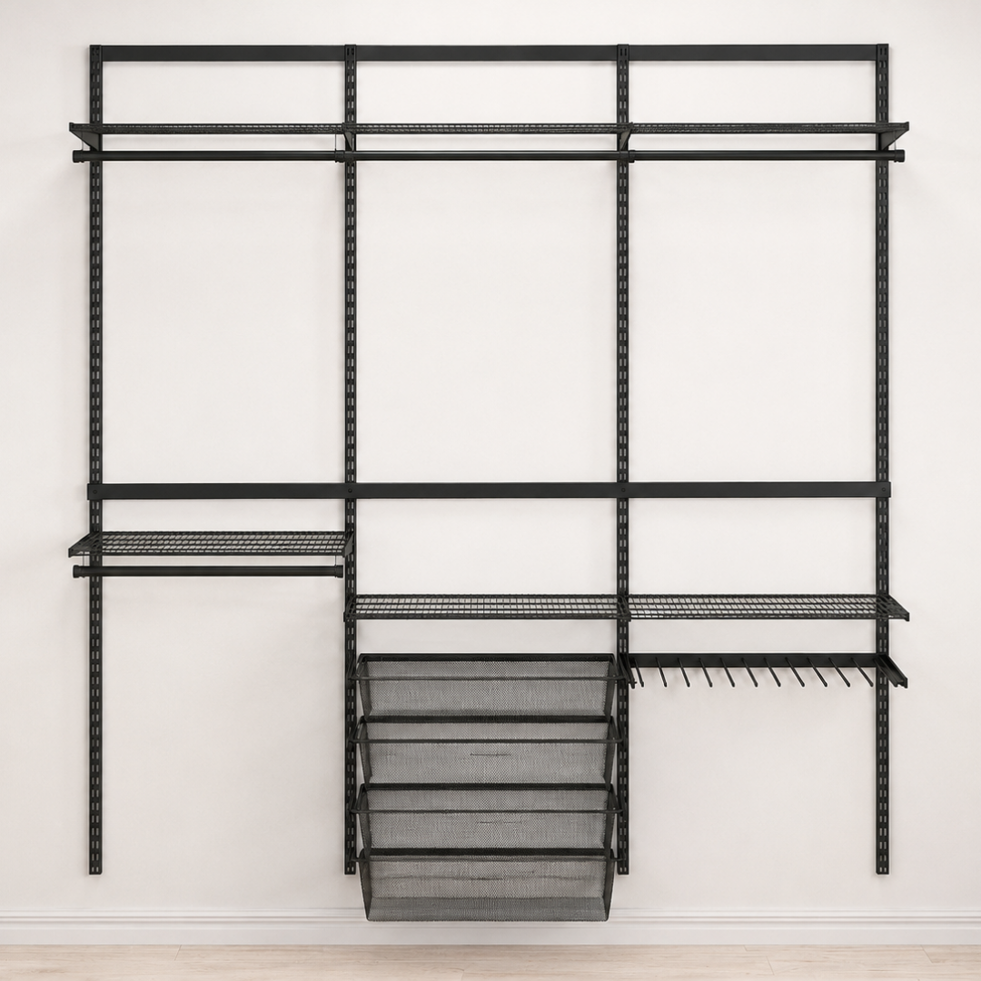 DIY Metal Wardrobe D1 - Black W180 x D60 x (H200-280)
