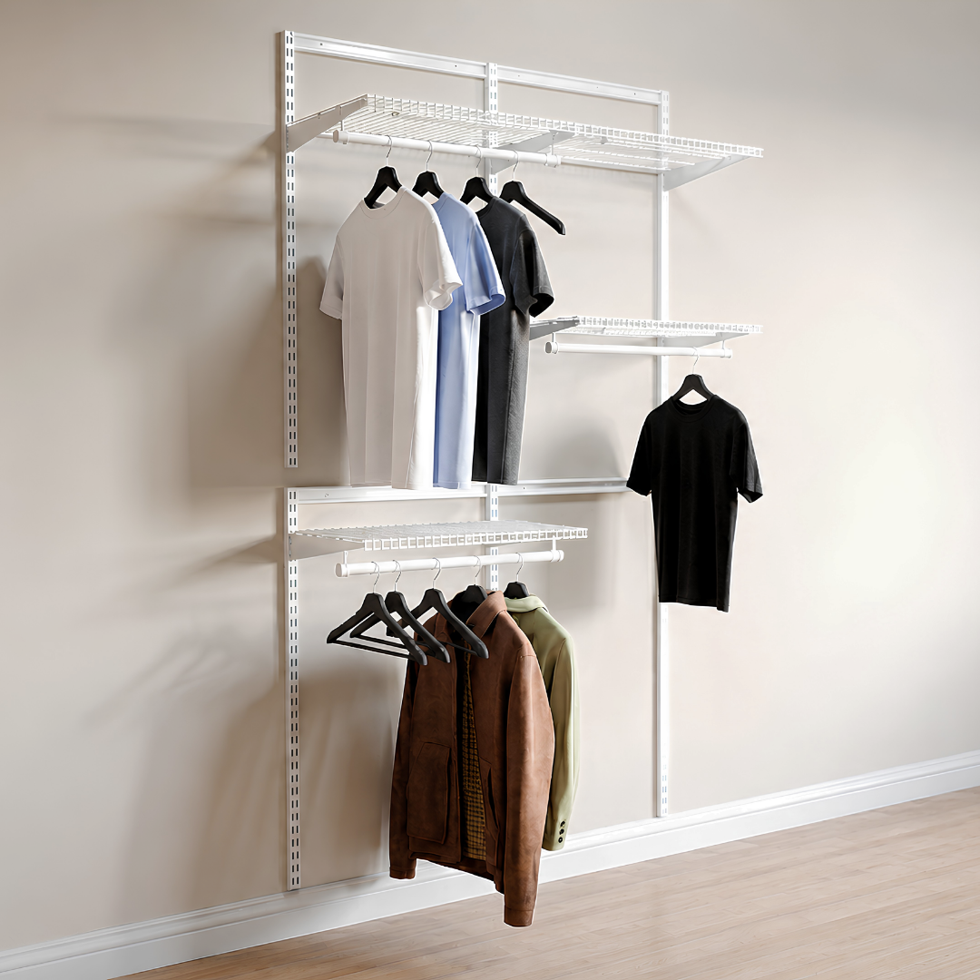 DIY Metal Wardrobe D1 - White W120 x D60 x (H200-280)