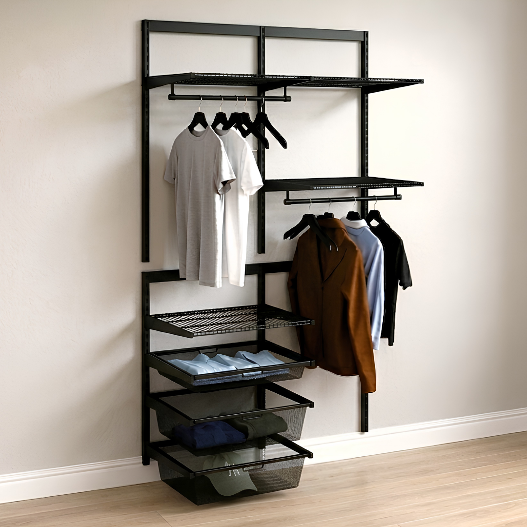 DIY Metal Wardrobe D2 - Black W120 x D60 x (H200-280)