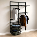 DIY Metal Wardrobe D2 - Black W120 x D60 x (H200-280)