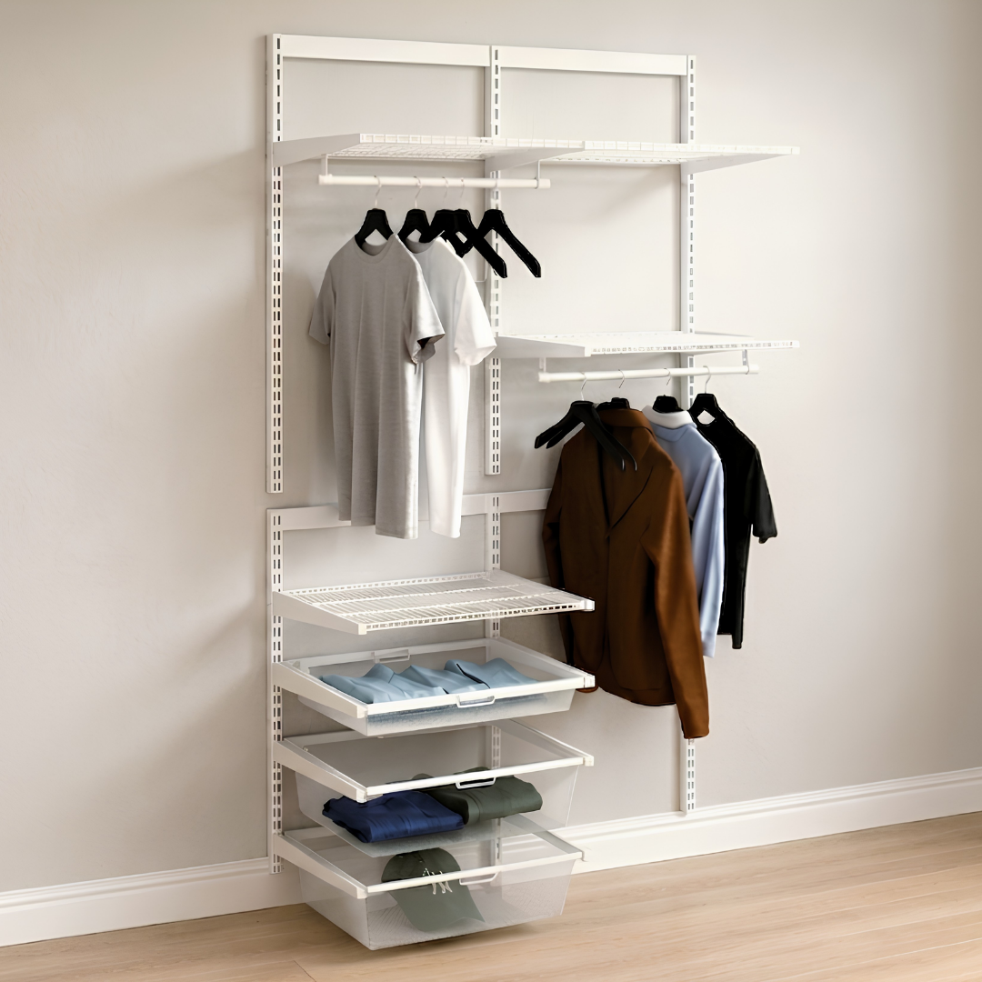 DIY Metal Wardrobe D2 - White W120 x D60 x (H200-280)