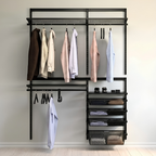 DIY Metal Wardrobe D1 - Black W150 x D60 x (H200-280)