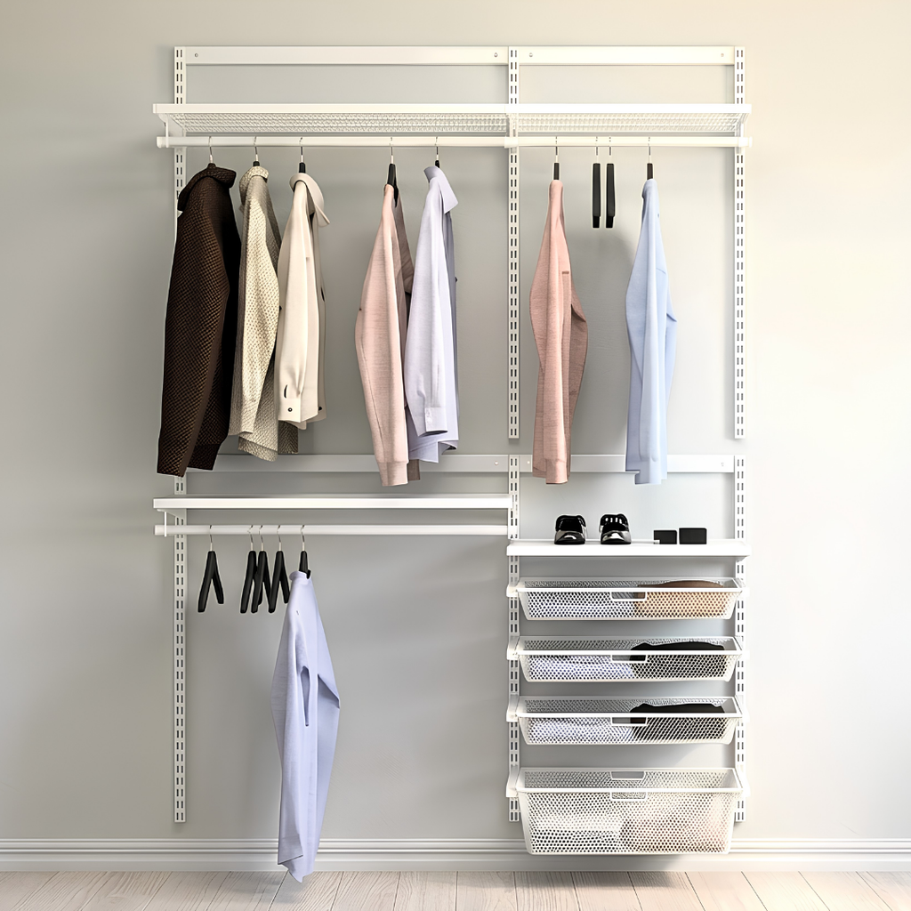 DIY Metal Wardrobe D1 - White W150 x D60 x (H200-280)