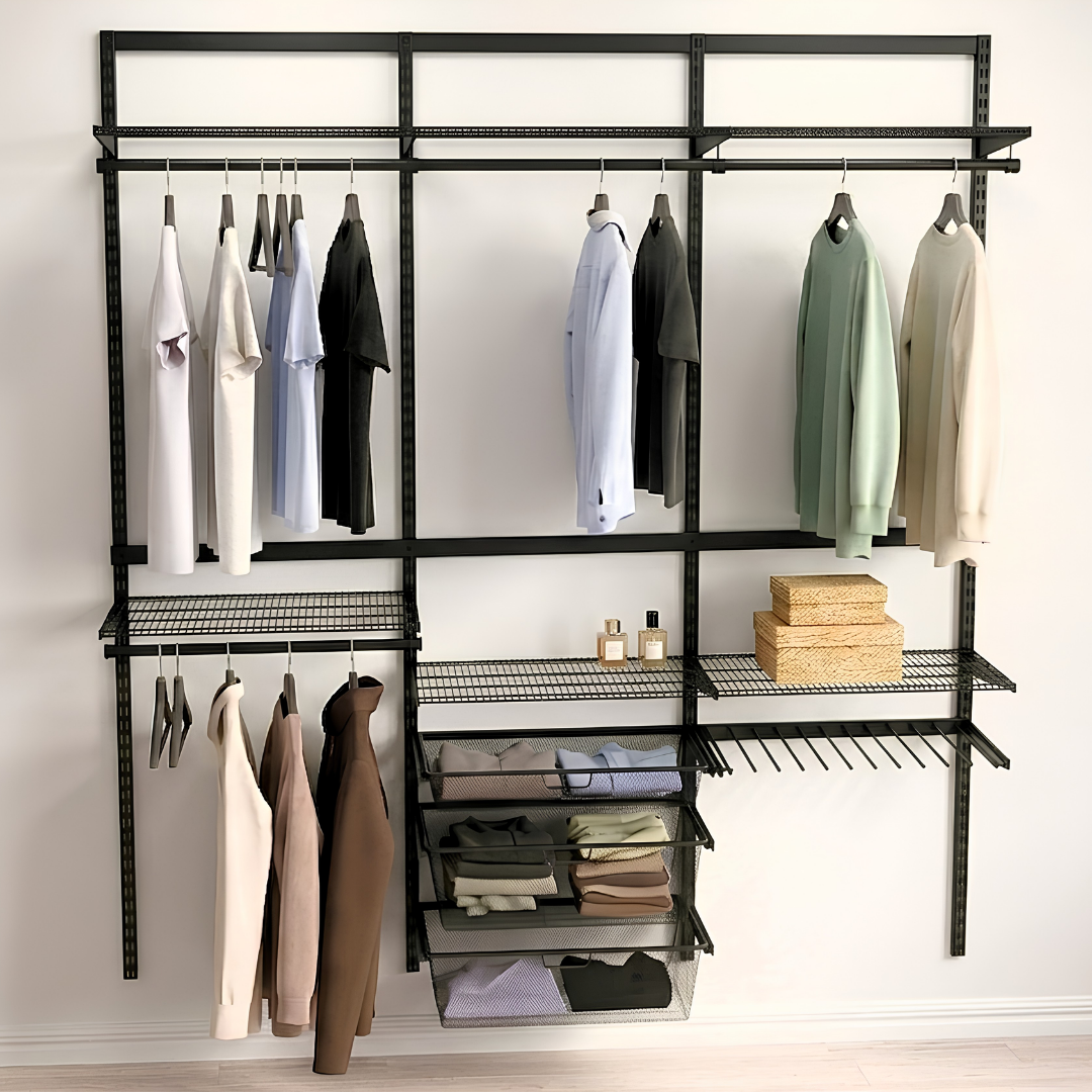DIY Metal Wardrobe D1 - Black W180 x D60 x (H200-280)