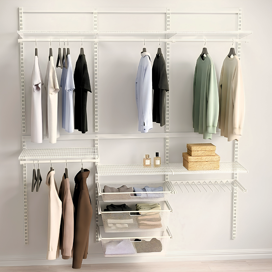 DIY Metal Wardrobe D1 - White W180 x D60 x (H200-280)